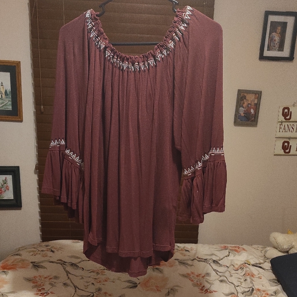 Elegant Off-Shoulder Burgundy Blouse